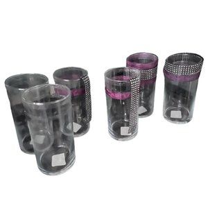 Purple Rhinestone Cylinder Vase Candle Holders - Set of 7